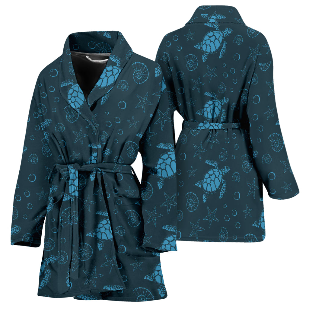 Sea Turtle Print Design LKS308 Women Bathrobe