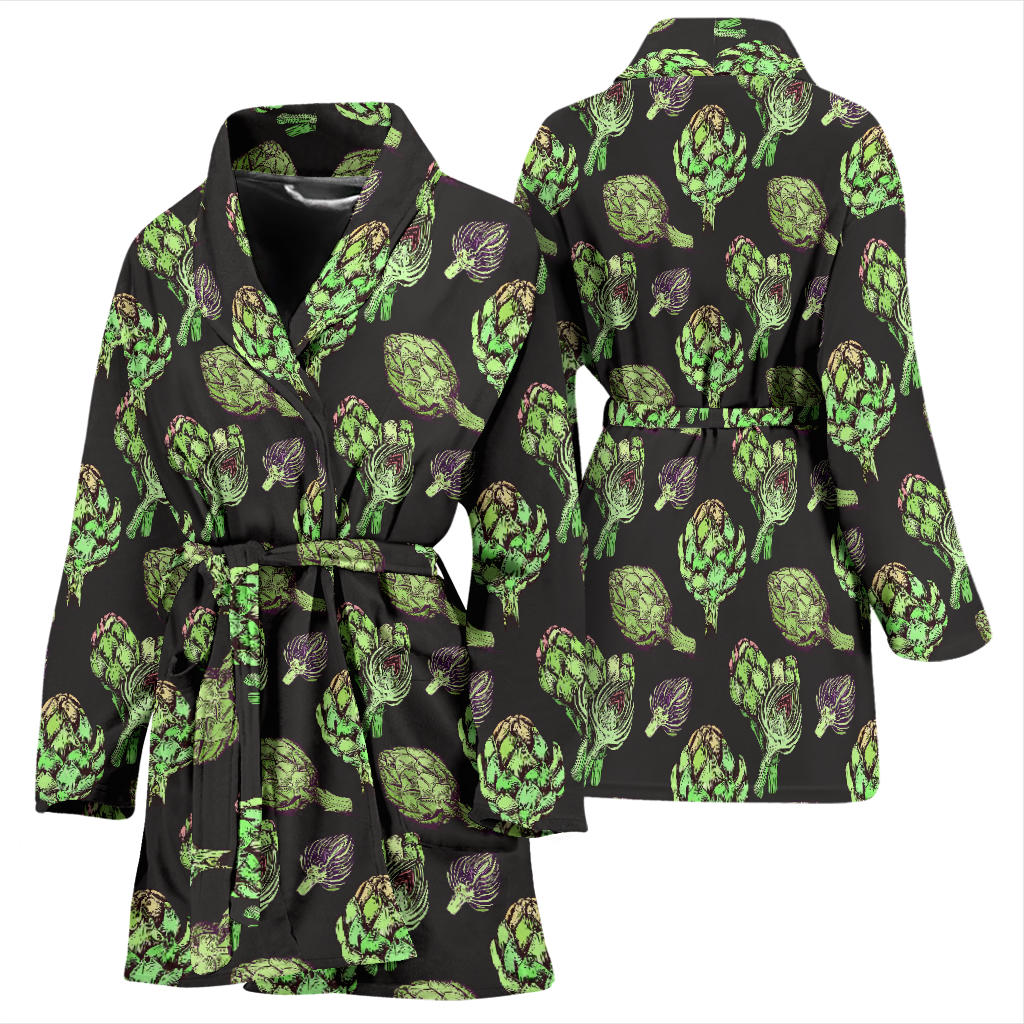 Artichoke Pattern Print Design 02 Women Bathrobe