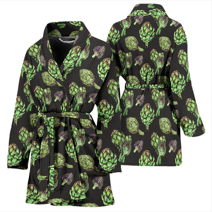 Artichoke Pattern Print Design 02 Women Bathrobe