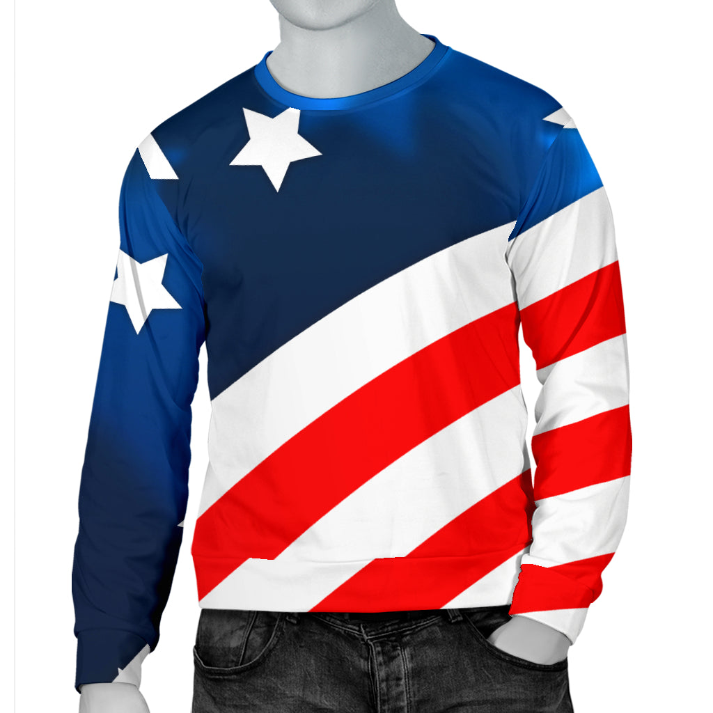 American flag Style Men Long Sleeve Sweatshirt
