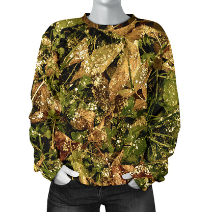 Camo Realistic Tree Forest Texture Print Women Long Sleeve Sweatshirt