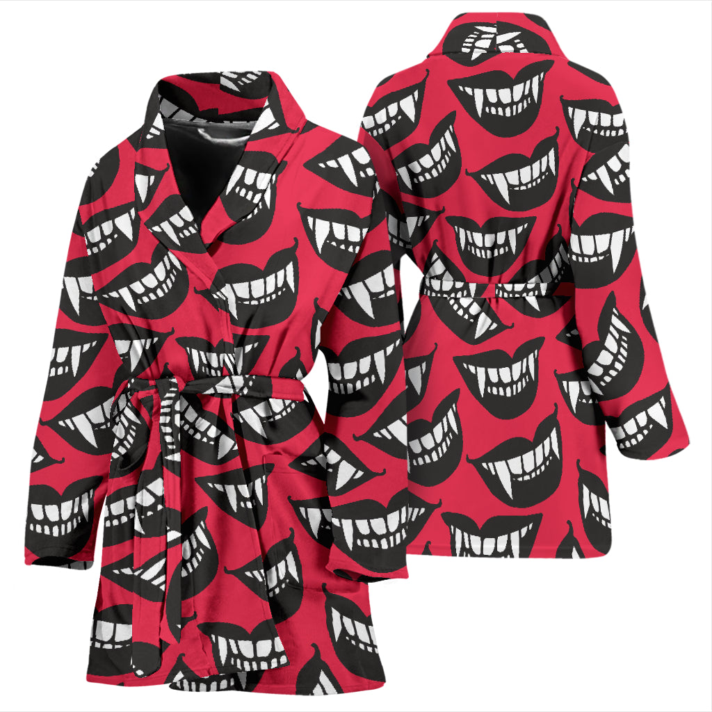 Vampire Lips Print Design LKS305 Women Bathrobe