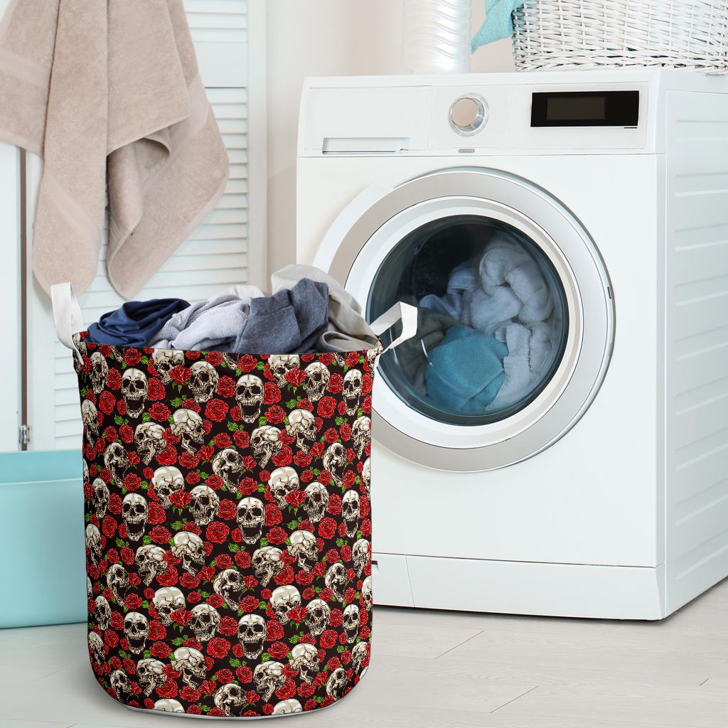 Skull Roses Design Themed Print Laundry Basket
