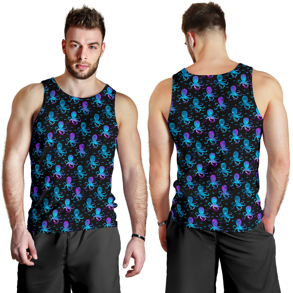Octopus Blue Design Print Themed Men Tank Top