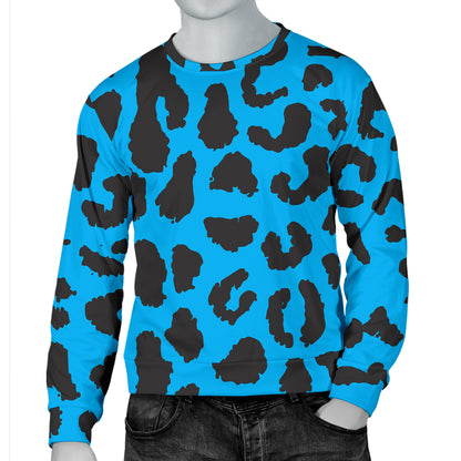 Cheetah Blue Print Pattern Men Long Sleeve Sweatshirt