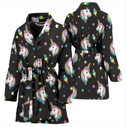 Unicorn Print Design LKS302 Women Bathrobe