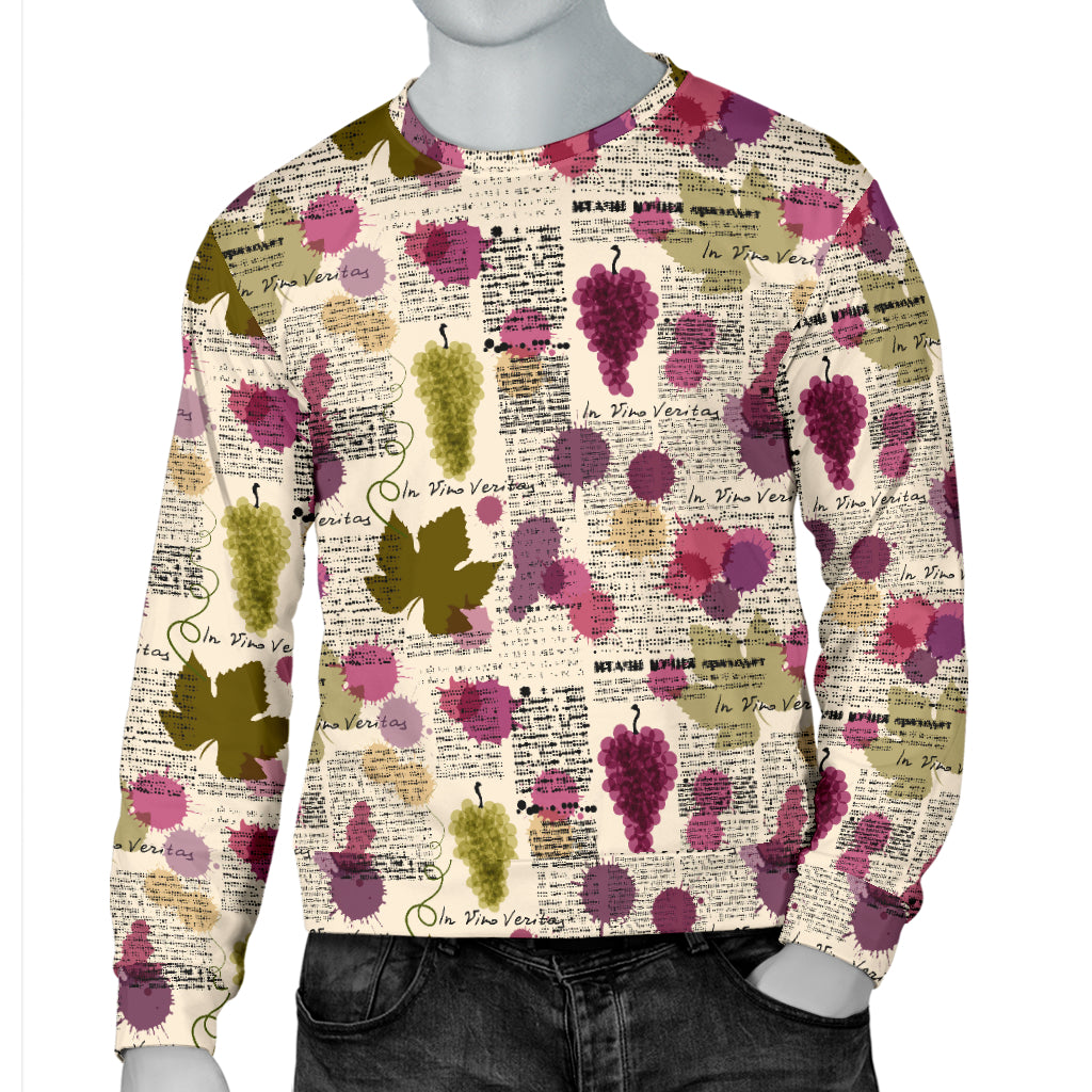 Wine Style Design Print Men Long Sleeve Sweatshirt