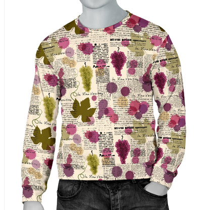 Wine Style Design Print Men Long Sleeve Sweatshirt