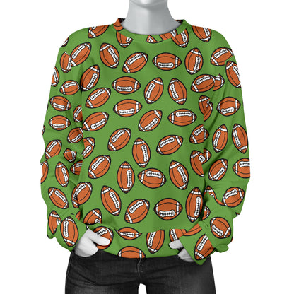 American Football on Green Design Women Long Sleeve Sweatshirt