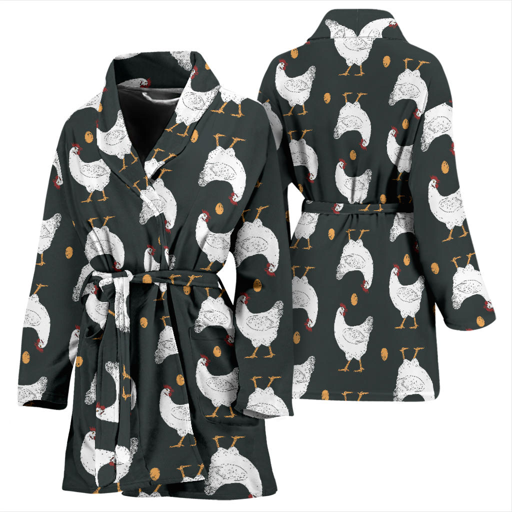 Chicken Pattern Print Design 06 Women Bathrobe