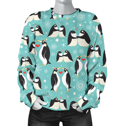 Penguin Love Print Women Long Sleeve Sweatshirt