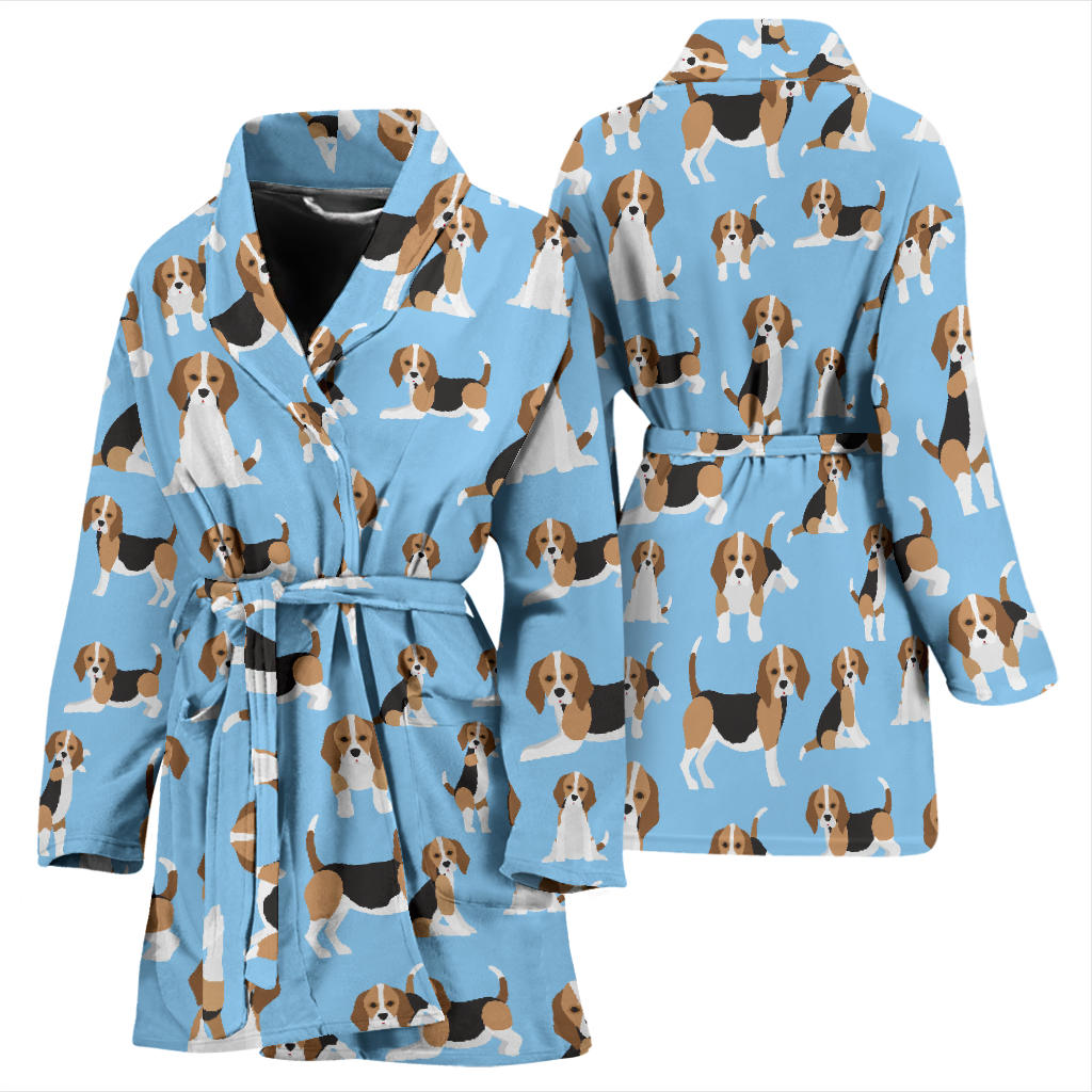 Beagle Pattern Print Design 03 Women Bathrobe