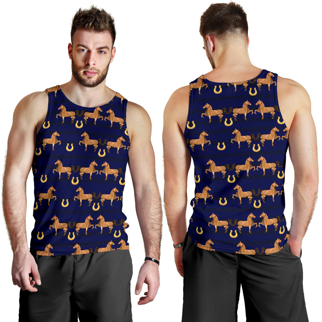 Horse Luxury Themed Pattern Print Men Tank Top