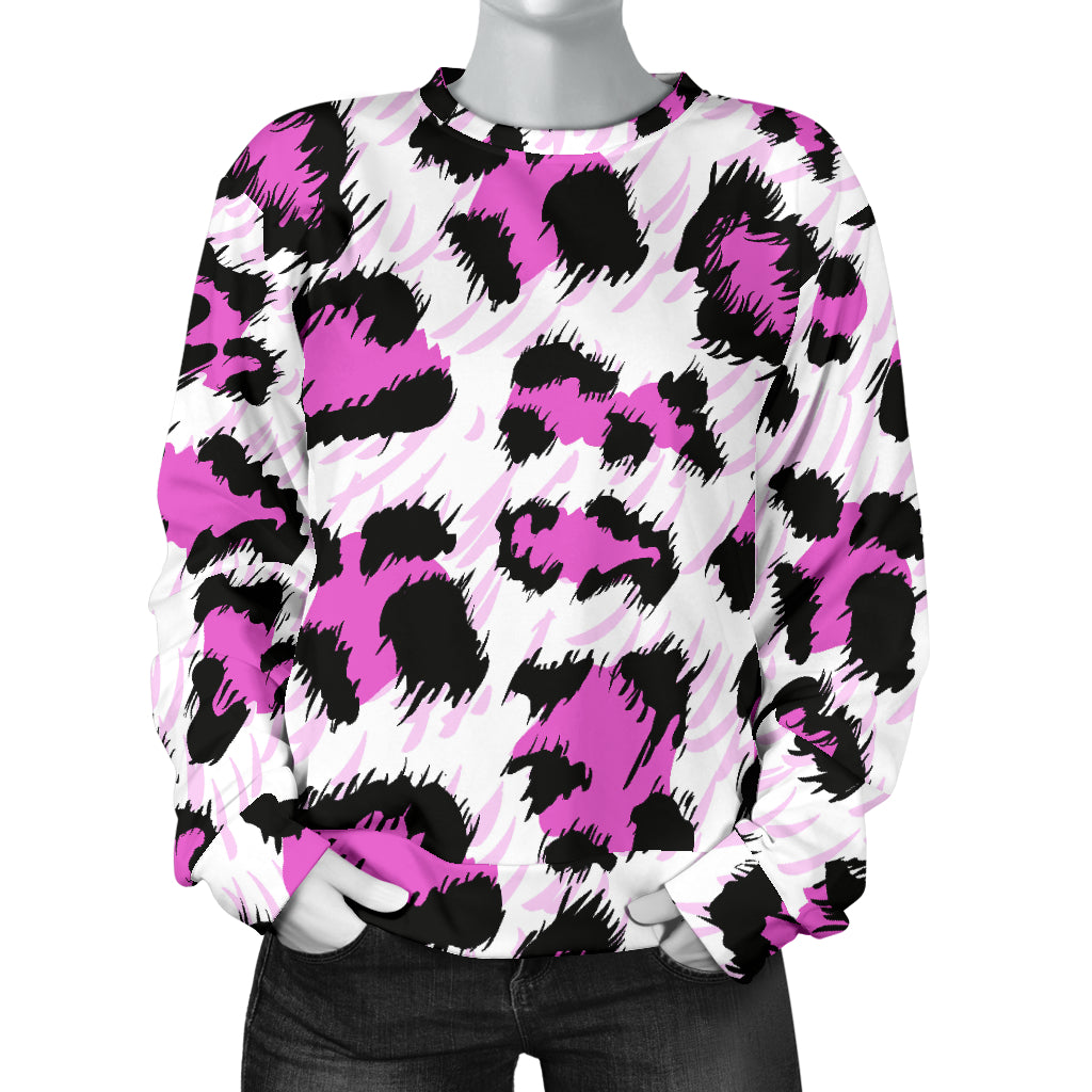 Leopard Pink Skin Print Women Long Sleeve Sweatshirt