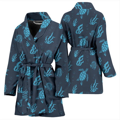 Sea Turtle Print Design LKS307 Women Bathrobe