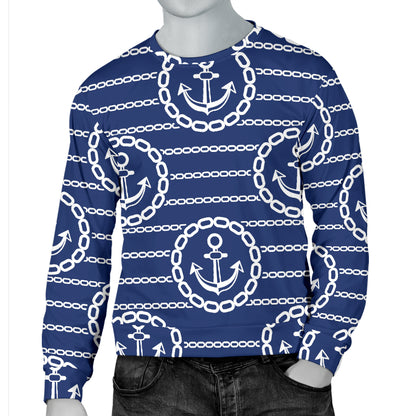 Anchor Stripe Pattern Men Long Sleeve Sweatshirt