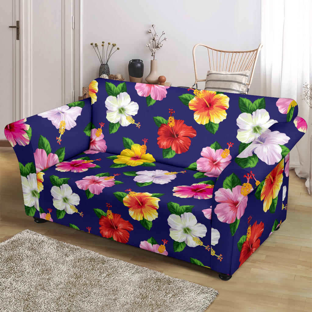 Hibiscus Colorful Print Design LKS301 Loveseat Couch Slipcover