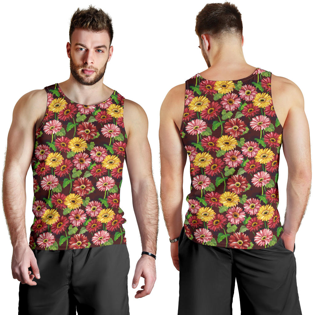Daisy Gerbera Print Pattern Men Tank Top