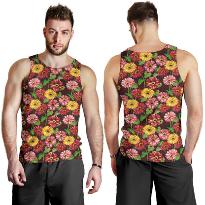 Daisy Gerbera Print Pattern Men Tank Top