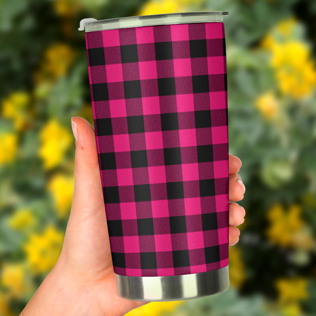 Pink Tartan Plaid Pattern Tumbler