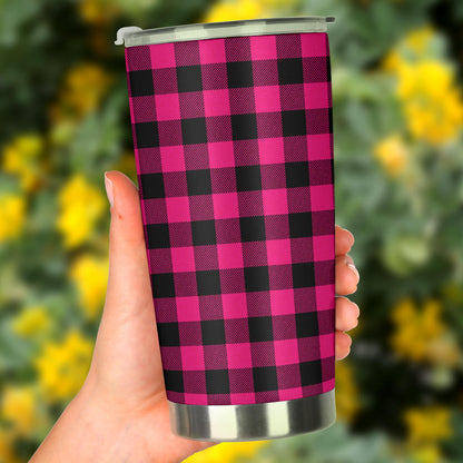Pink Tartan Plaid Pattern Tumbler