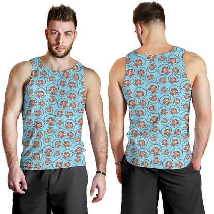 Monkey Cute Design Themed Print Men Tank Top