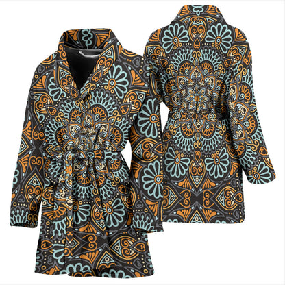 Mandala Pattern Print Design 05 Women Bathrobe