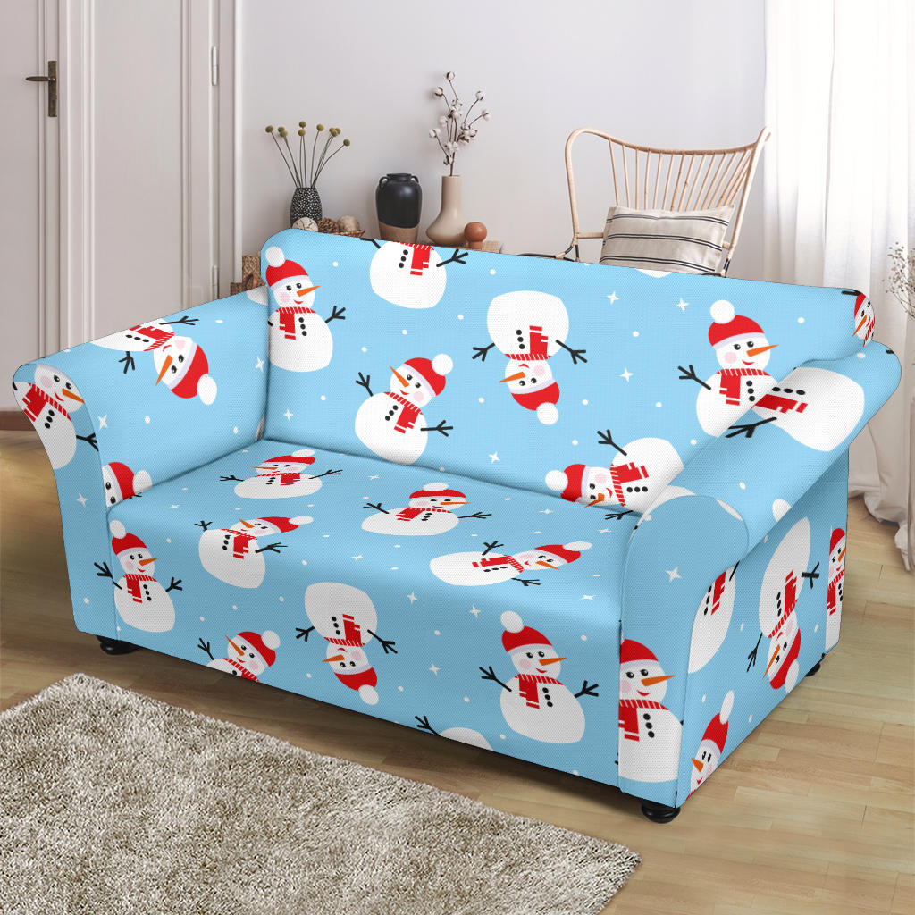 Snowman Print Design LKS305 Loveseat Couch Slipcover