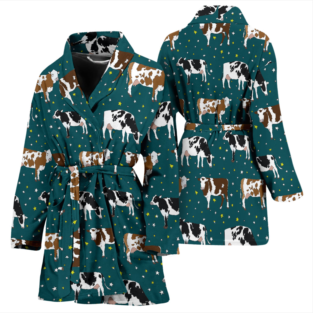 Cattle Print Design LKS404 Women Bathrobe
