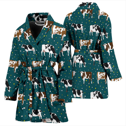 Cattle Print Design LKS404 Women Bathrobe