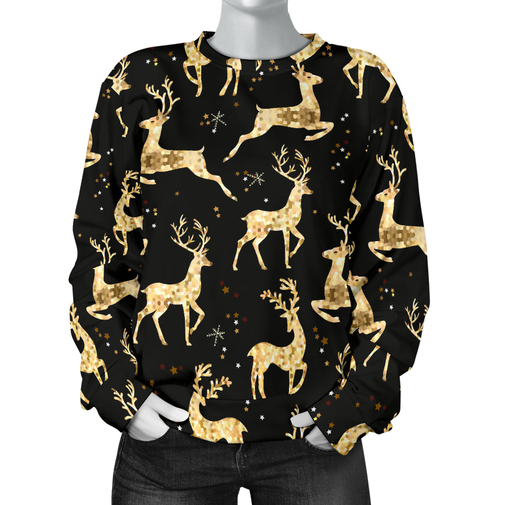 Deer Gold Pattern Women Long Sleeve Sweatshirt