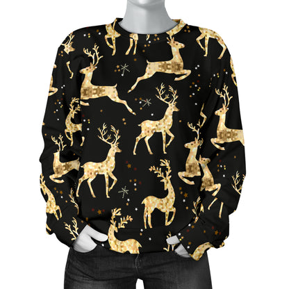 Deer Gold Pattern Women Long Sleeve Sweatshirt