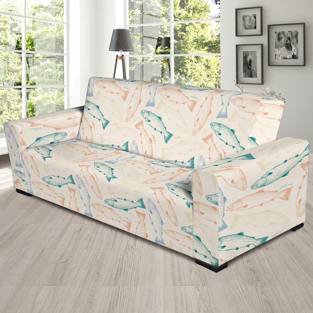 Salmon Fish Print Design LKS305 Sofa Slipcover