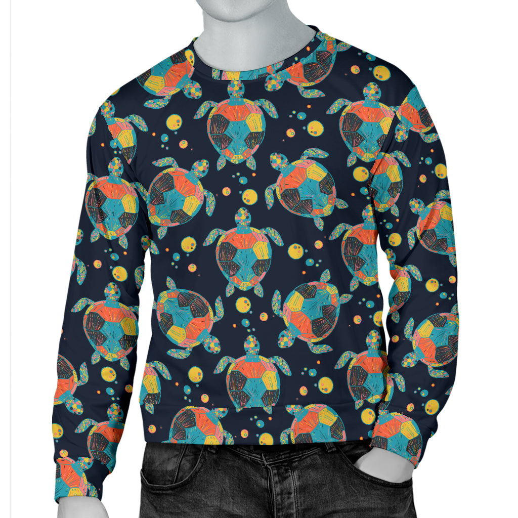 Sea Turtle Colorful with bubble Print Men Long Sleeve Sweatshirt