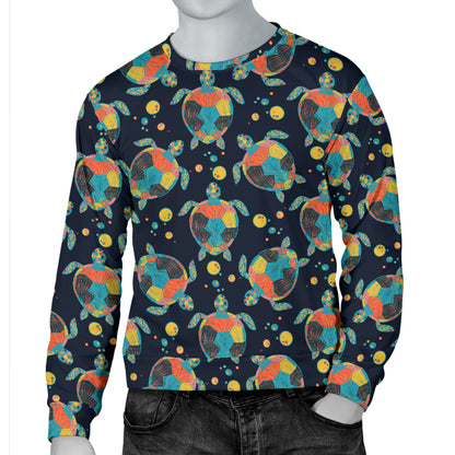 Sea Turtle Colorful with bubble Print Men Long Sleeve Sweatshirt