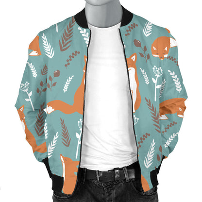 Fox Forest Print Pattern Men Bomber Jacket