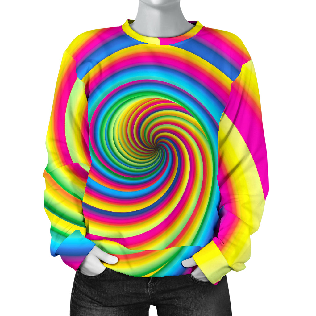 Vortex Twist Swirl Rainbow Design Women Long Sleeve Sweatshirt