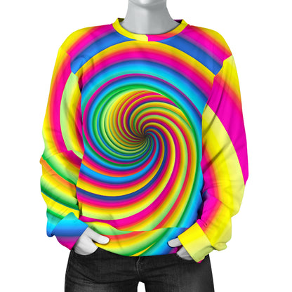 Vortex Twist Swirl Rainbow Design Women Long Sleeve Sweatshirt