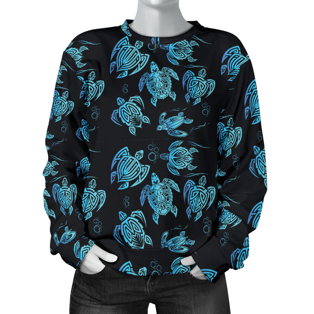 Tribal Turtle Polynesian Themed Design Women Long Sleeve Sweatshirt