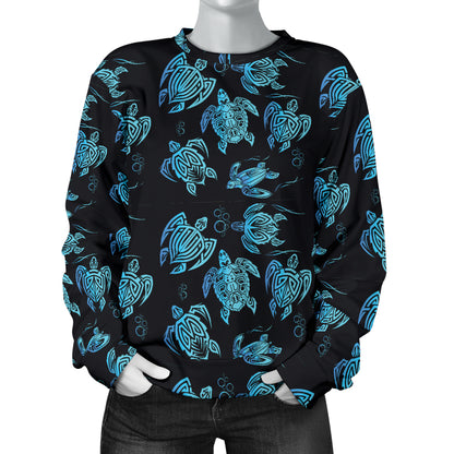 Tribal Turtle Polynesian Themed Design Women Long Sleeve Sweatshirt