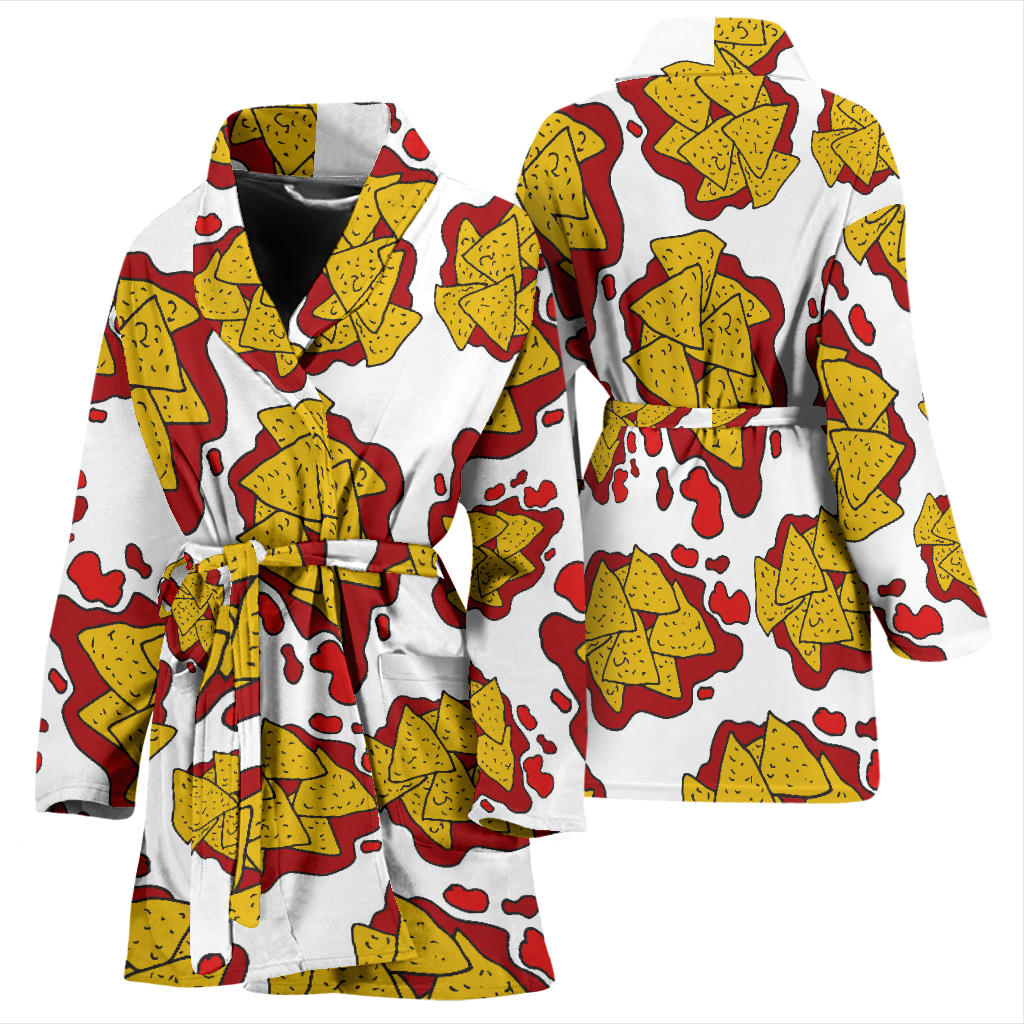 Nachos Pattern Print Design A03 Women Bathrobe