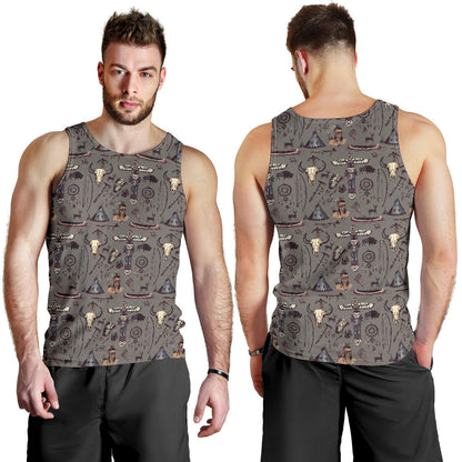 Native Indian life Design Print Men Tank Top