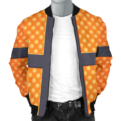 Basketball Texture Print Pattern Men Bomber Jacket