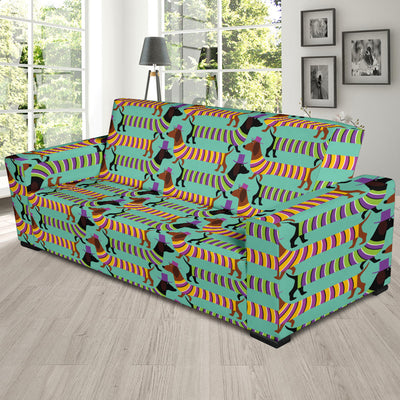 Dachshund Pattern Print Design 05 Sofa Slipcover