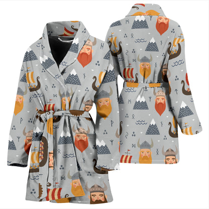 Vikings Print Design LKS307 Women Bathrobe