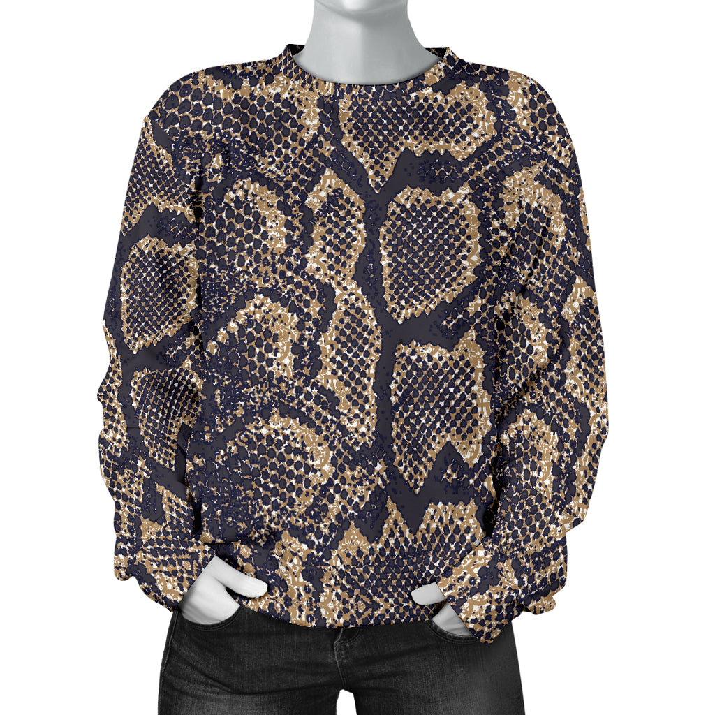 Snake Skin Pattern Print Women Long Sleeve Sweatshirt