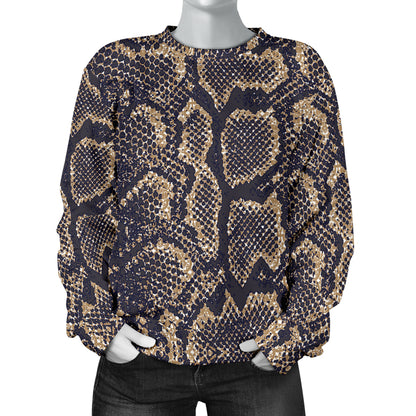Snake Skin Pattern Print Women Long Sleeve Sweatshirt