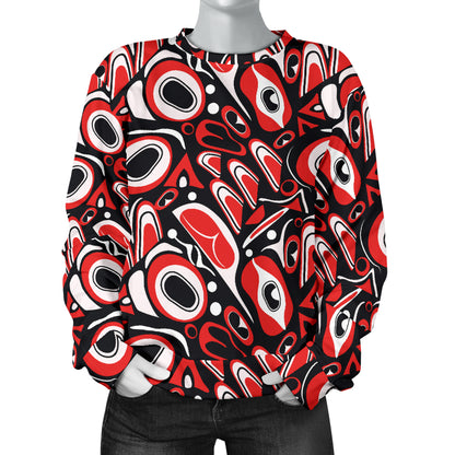 Totem Pole Texture Design Women Long Sleeve Sweatshirt