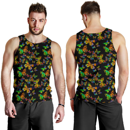Butterfly Neon Color Print Pattern Men Tank Top