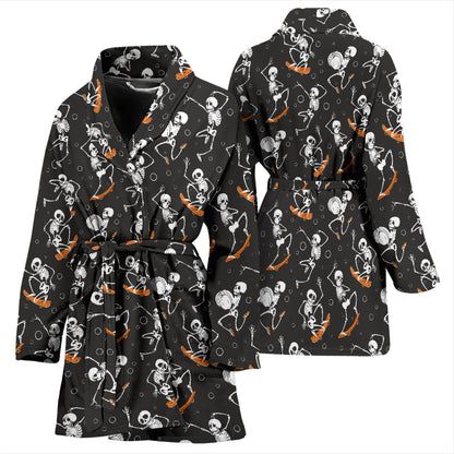 Skateboard With Skeleton Print Design LKS303 Women Bathrobe